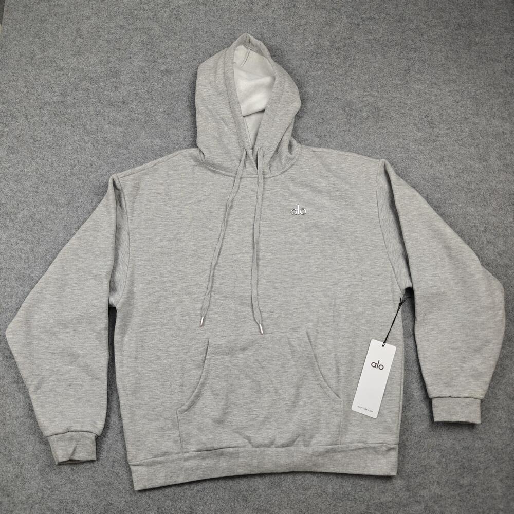 Alo Yoga Hoodie Womens Large Gray Accolade Pullover Fleece Hooded Pockets New